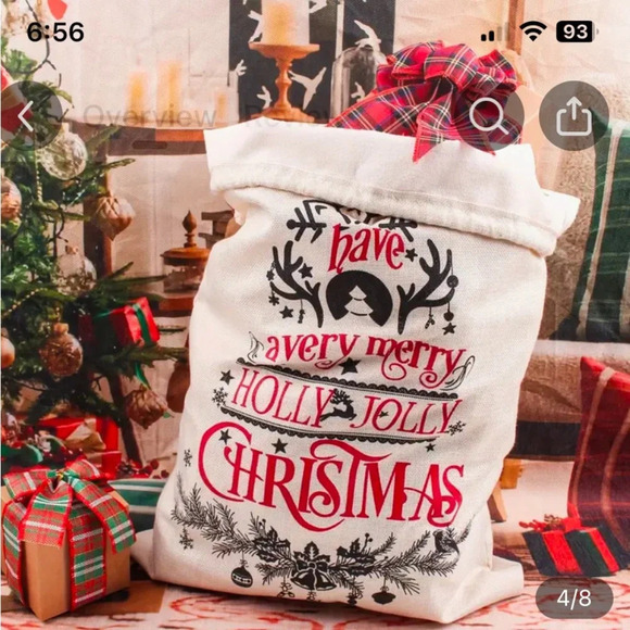 Christmas Santa Claus Print Drawstring Gift Bag - New in package - Picture 3 of 3